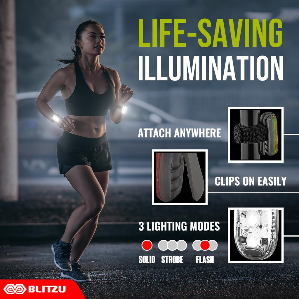 LED Safety Lights 4 Pack, Clip On High Visibility Strobe Light for Walk Run