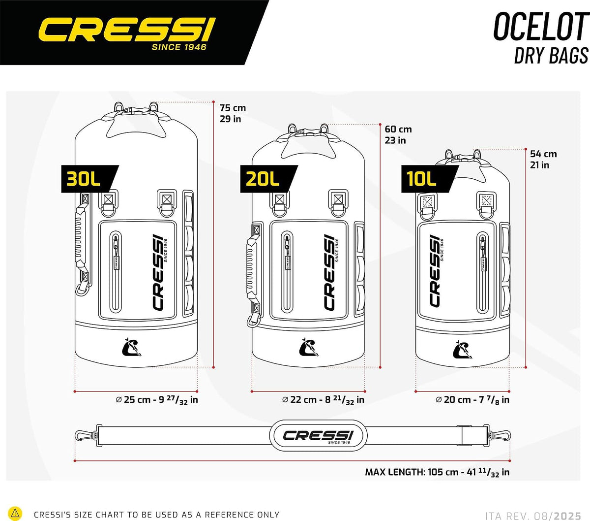 Cressi Ocelot Dry Bag – Water-Resistant Gear Protection with Carry Straps for Swim and Outdoor Activities - Designed in Italy