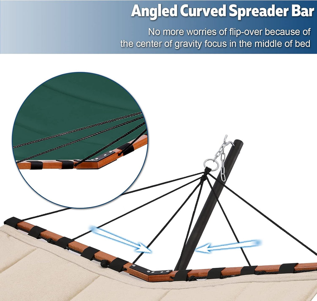 TegerDeger 12FT 2 Person Hammock with Stand V-Shape Spreader Bar-Dark Green