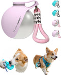 Portable Dog Water Bottle for Small Dogs: 285ml 2-in-1 Insulated Compact Leak-Proof Stainless Steel Round Water Dispenser with Collapsible Bowl for Daily Walks, Short Hikes & Travel