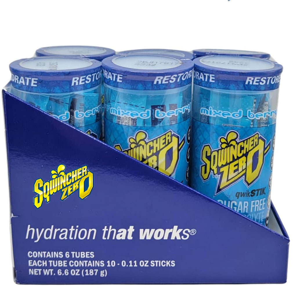 Sqwincher Zero Qwik Stik - Single Serve, Sugar Free, Low Calorie, Low Sodium Electrolyte Replacement Powder Hydration Drink Mix, 0.11 oz Packet | MIXED BERRY - Pack of 120