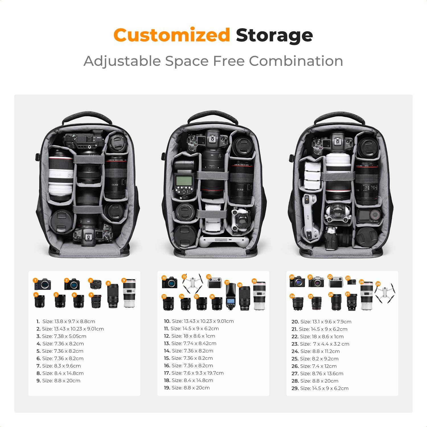 K&F CONCEPT Camera Backpack,Hardshell Photography DSLR Camera Bag