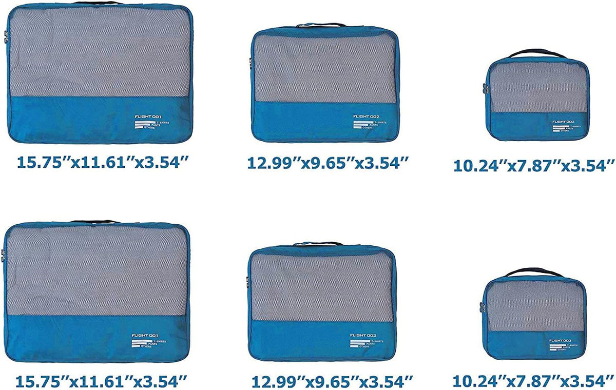 Packing Cubes Set Travel Luggage Organizers Suitcase Lightweight Accessories (Sky Blue)