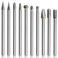 10Pcs Long Carbide Burr Set 4" L 1/4" Shank Die Grinder Bits for Dremel