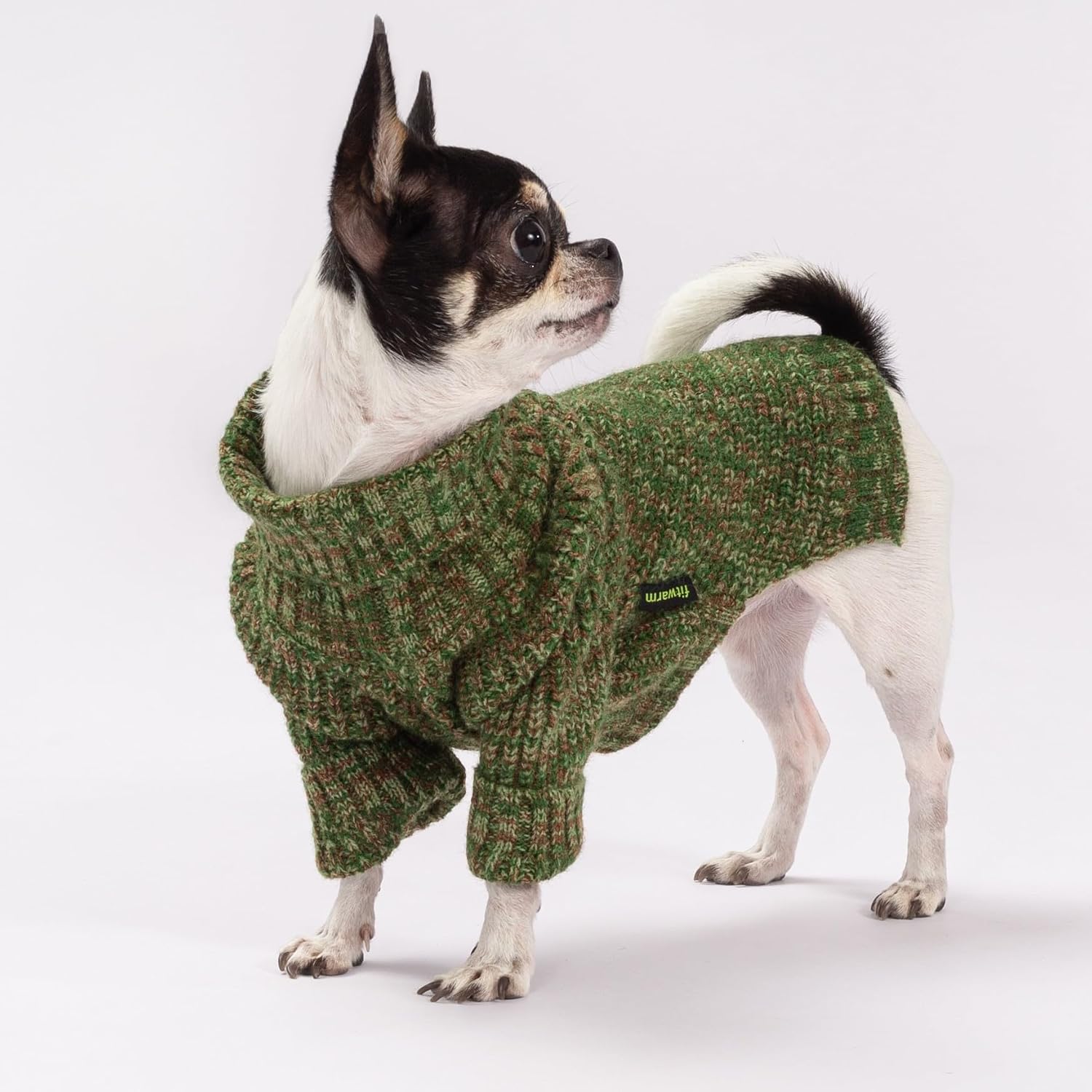 Fitwarm Knitted Turtleneck Dog Sweater, Thermal Dog Winter Clothes for Small Dogs Boy Girl, Holiday Pet Outfit, Heather Green, Medium