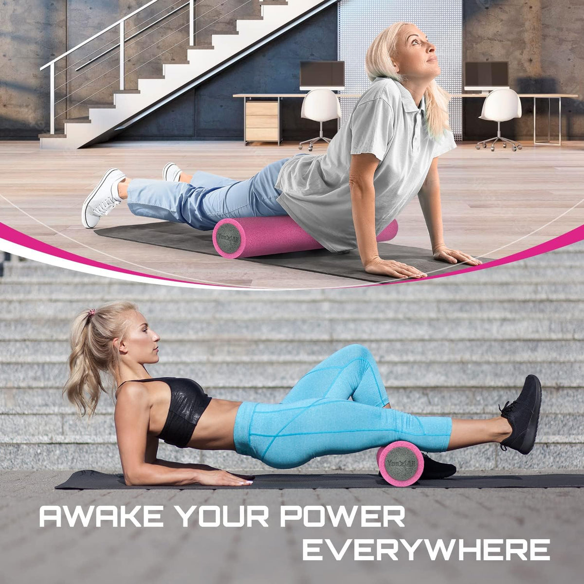 Yes4All Medium Firm Two-Layer PE Foam Roller for Yoga & Pilates