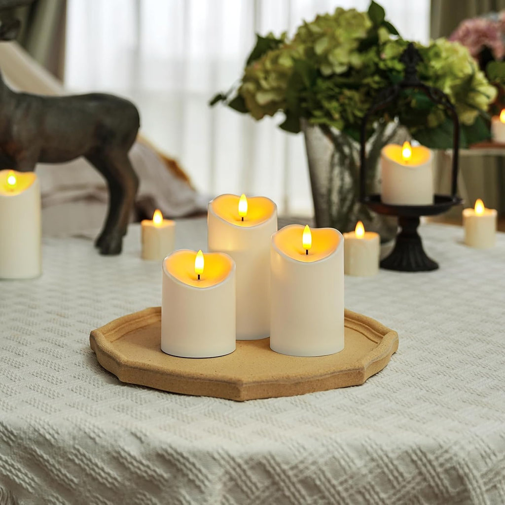 Homemory Outdoor Waterproof Flameless Candles, LED Candle with Remote, 3Pcs