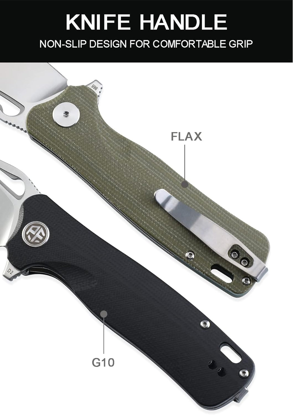 Petrified fish PF868 Bunta 3.35" D2 Satin Blade Pocket Folding Knife