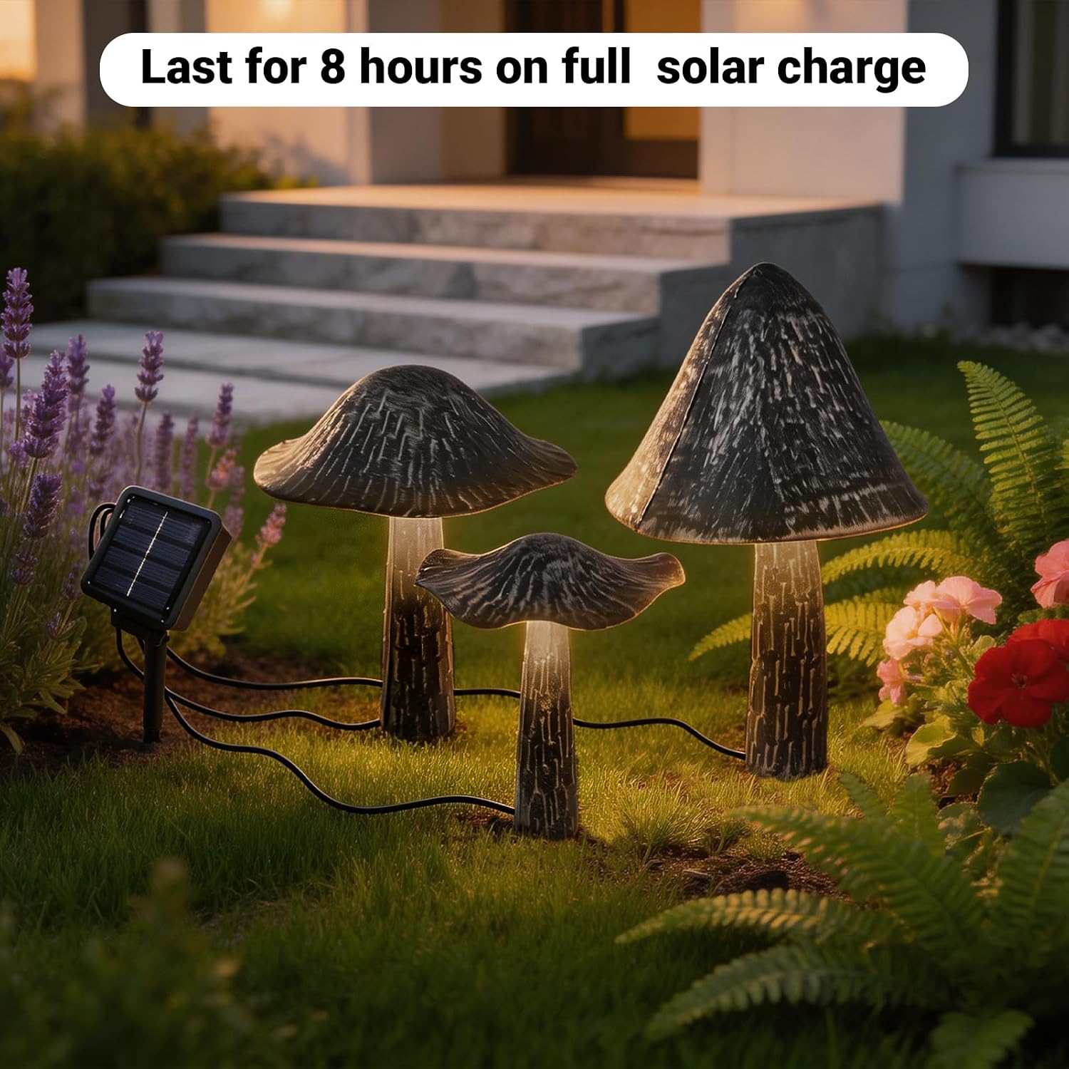 Solar Lights Outdoor Decor, Solar Metal Mushroom Yard Decorations Outdoor