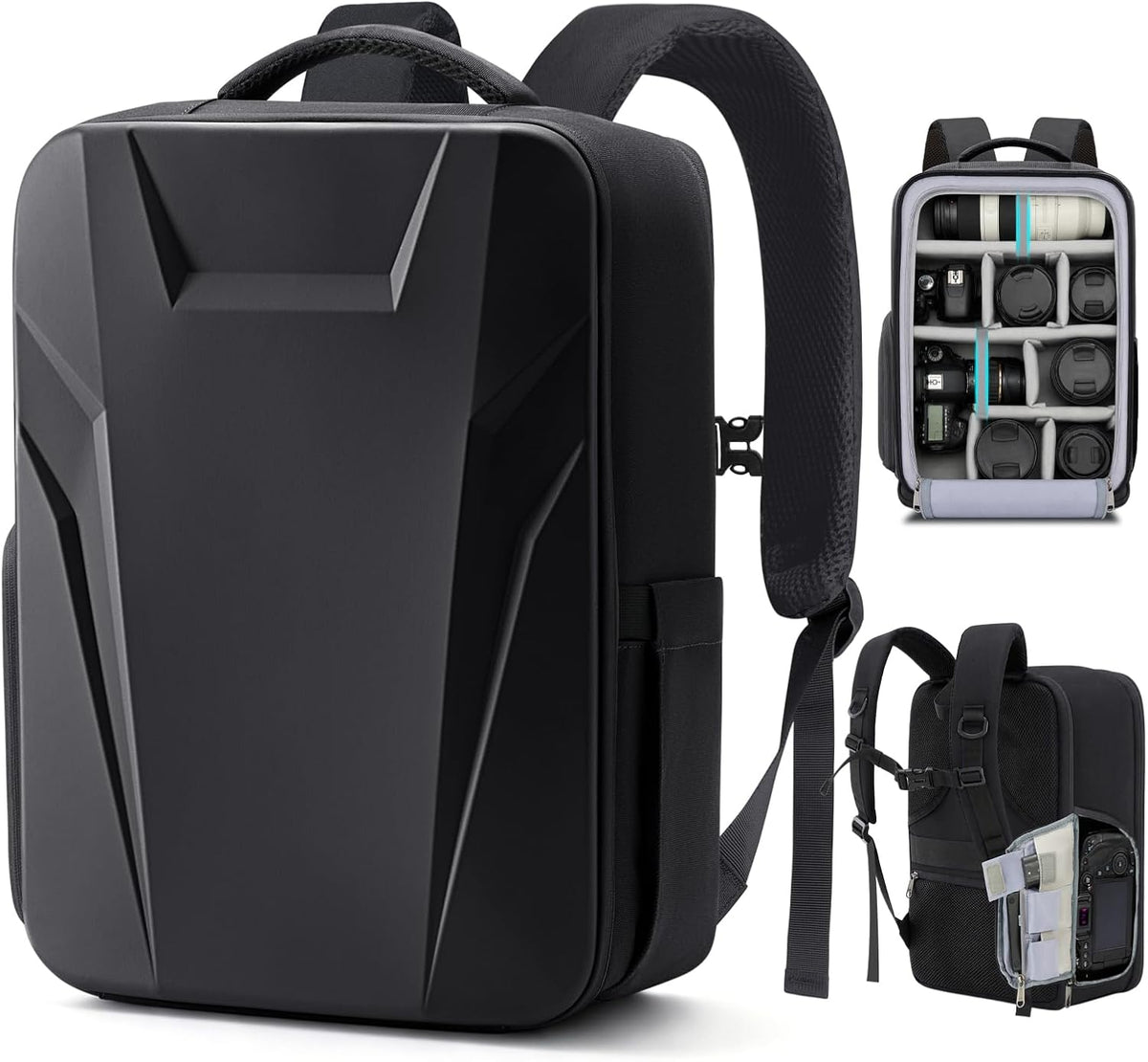 RAINSMORE Camera Backpack,Hardshell Photography DSLR Camera Bag，Purple