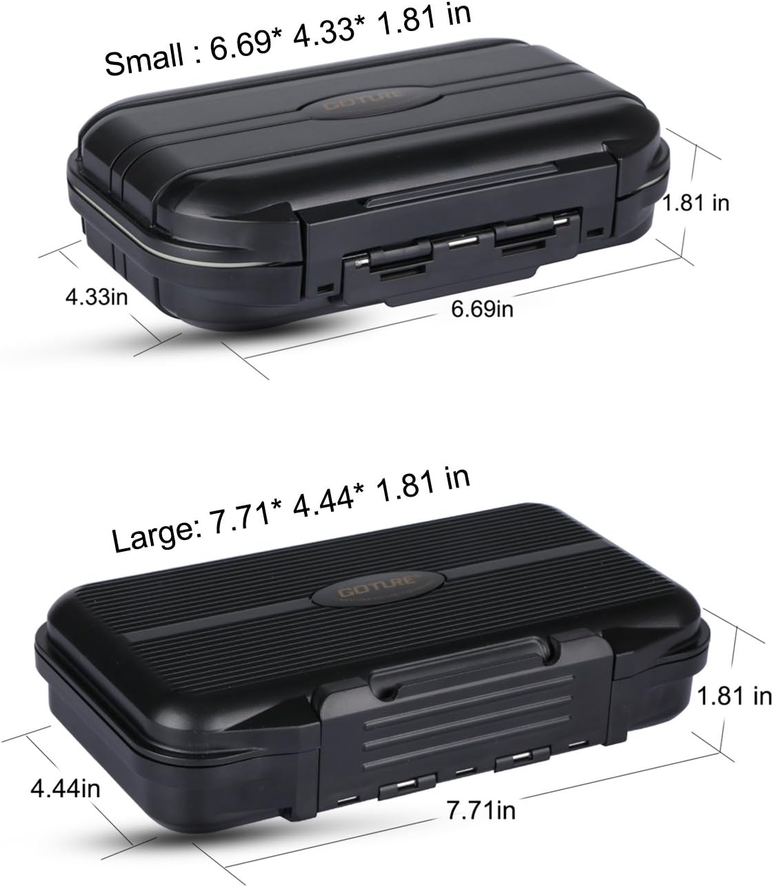 Goture Black Waterproof Clear Tackle Box Fixed Compartments Lure Storage Case