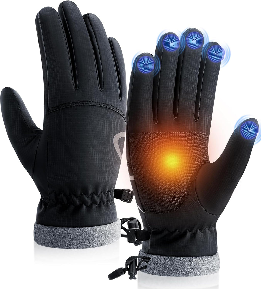 PULIOU Winter Waterproof Thermal Gloves for Men Women, Cold Weather Windproof Ski Snow Gloves with Touchscreen Fingers for Running Cycling Hiking Driving