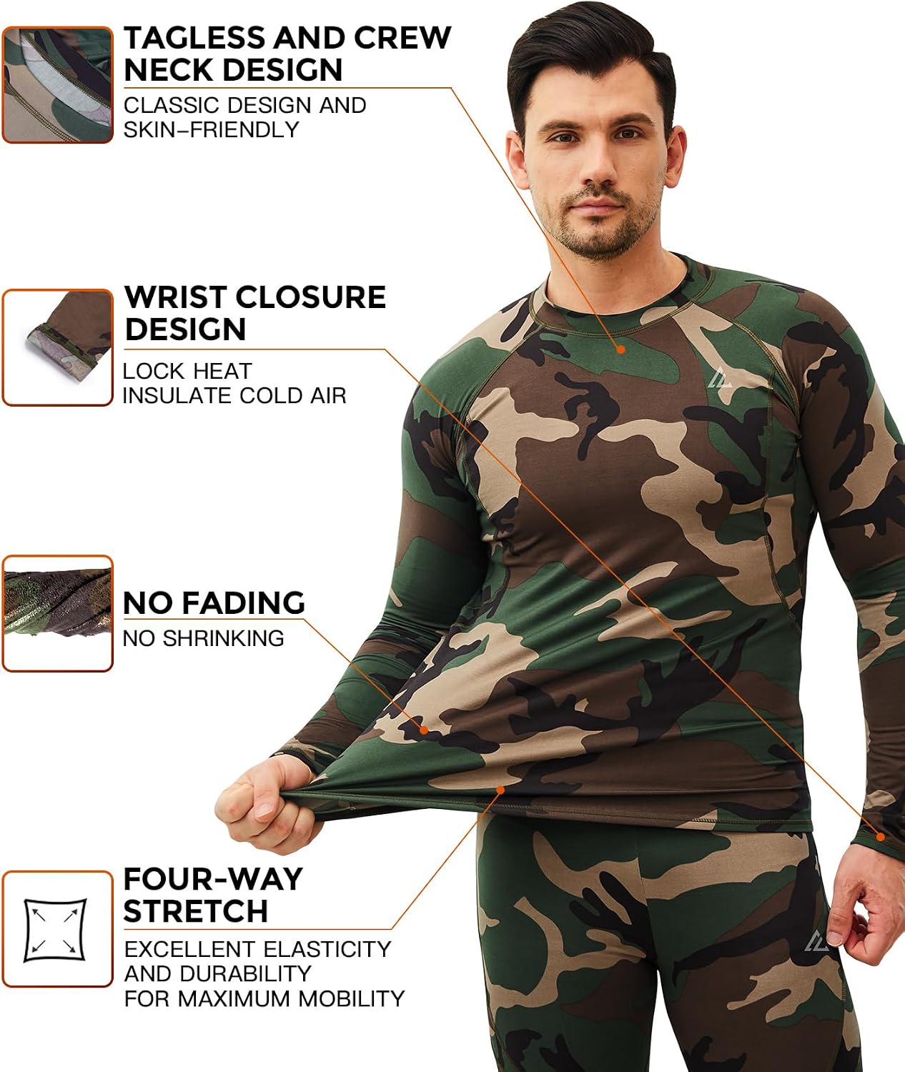 Mens Thermal Underwear Long Johns Set Cold Weather Hunting Base Layer