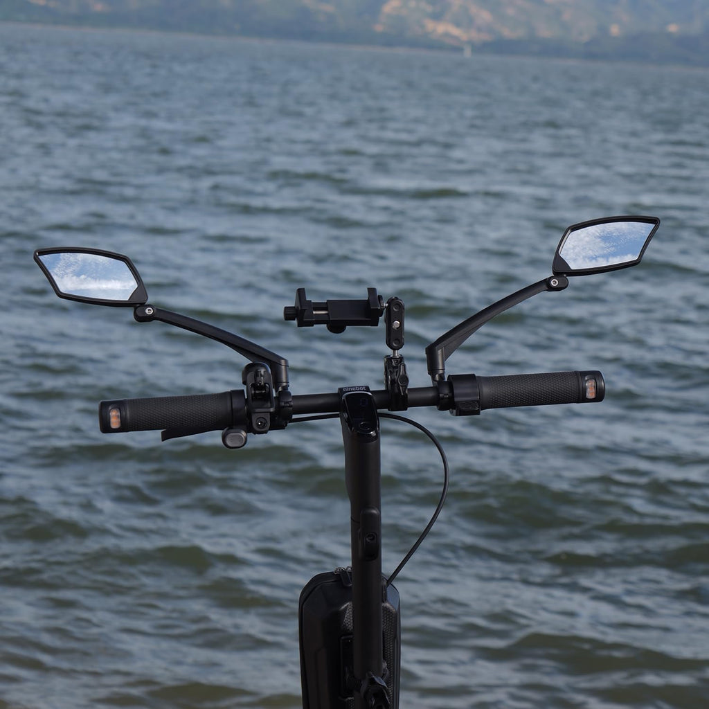 BriskMore Handlebar Bike Mirror - Crystal Clear HD Glass, 360° Adjustable&Foldable Mirror for Safe Riding, Wide Angle Rearview for E-Bikes, Mountain Bikes & Scooters,Bicycle Mirror