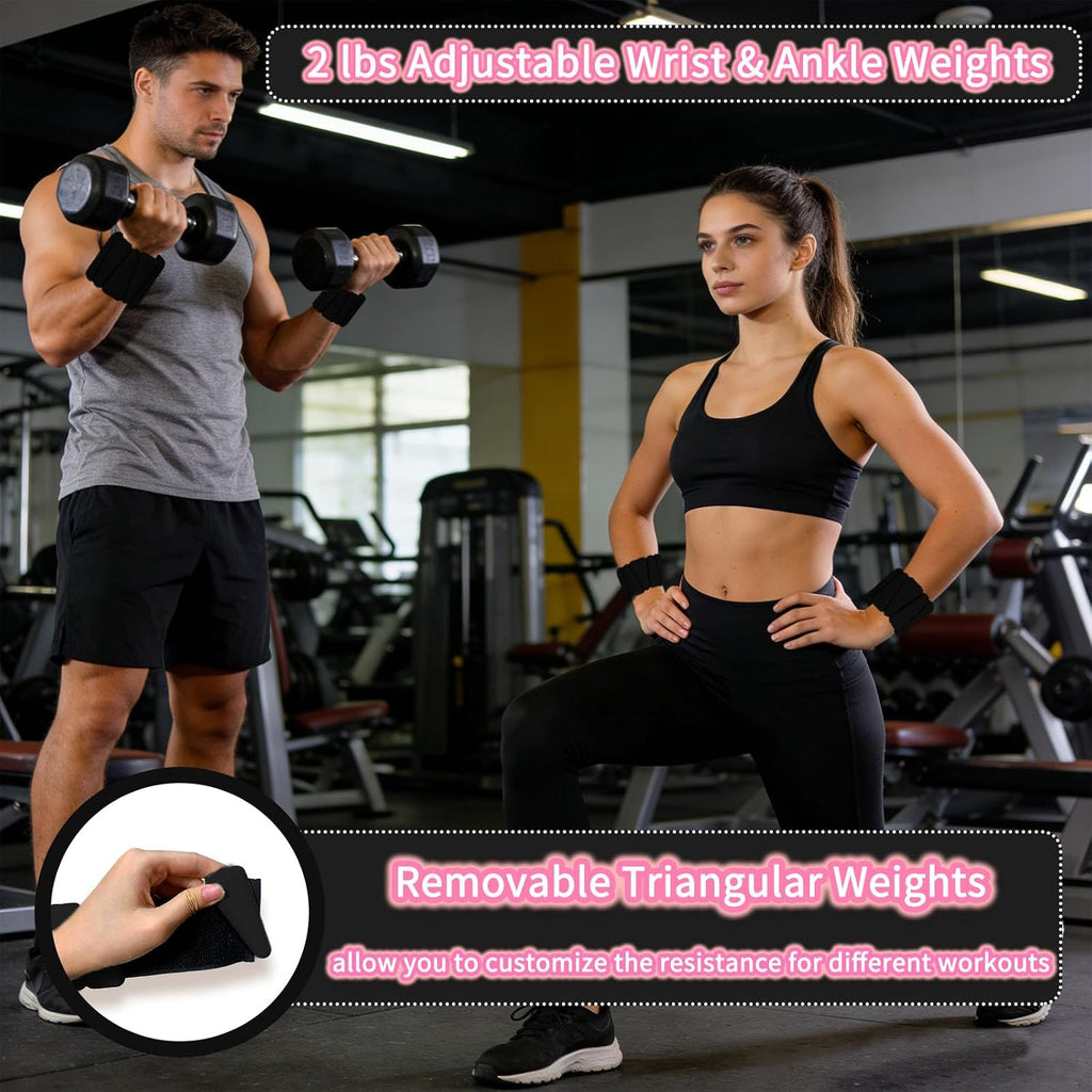 Wrist Weights set for Women, 2 sets of 1 lb each, Silicone Ankle & Wrist Weights for Women & Men, Adjustable Weight fit for Yoga, Dance,Hiking, Jogging,Pilates, Aerobic Exercise and Strength Exercise