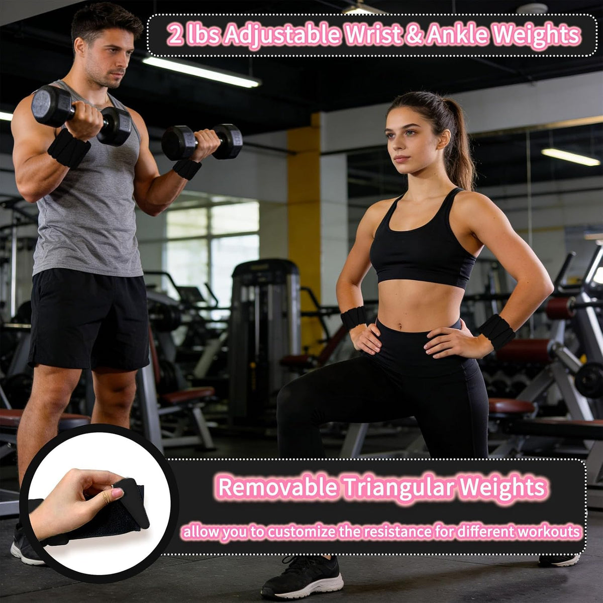 Wrist Weights set for Women, 2 sets of 1 lb each, Silicone Ankle & Wrist Weights for Women & Men, Adjustable Weight fit for Yoga, Dance,Hiking, Jogging,Pilates, Aerobic Exercise and Strength Exercise