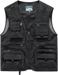 Gihuo Mens Fishing Vest Lightweight Utility Vests Cargo Outdoor Safari Travel Vest with Pockets