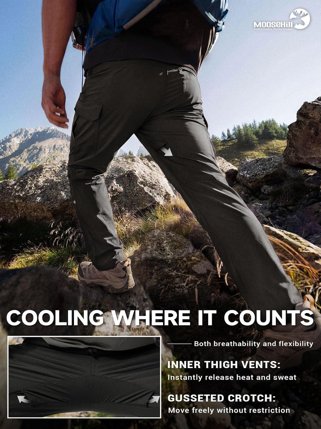 Moosehill Men's Hiking Pants: Lightweight & Stretch