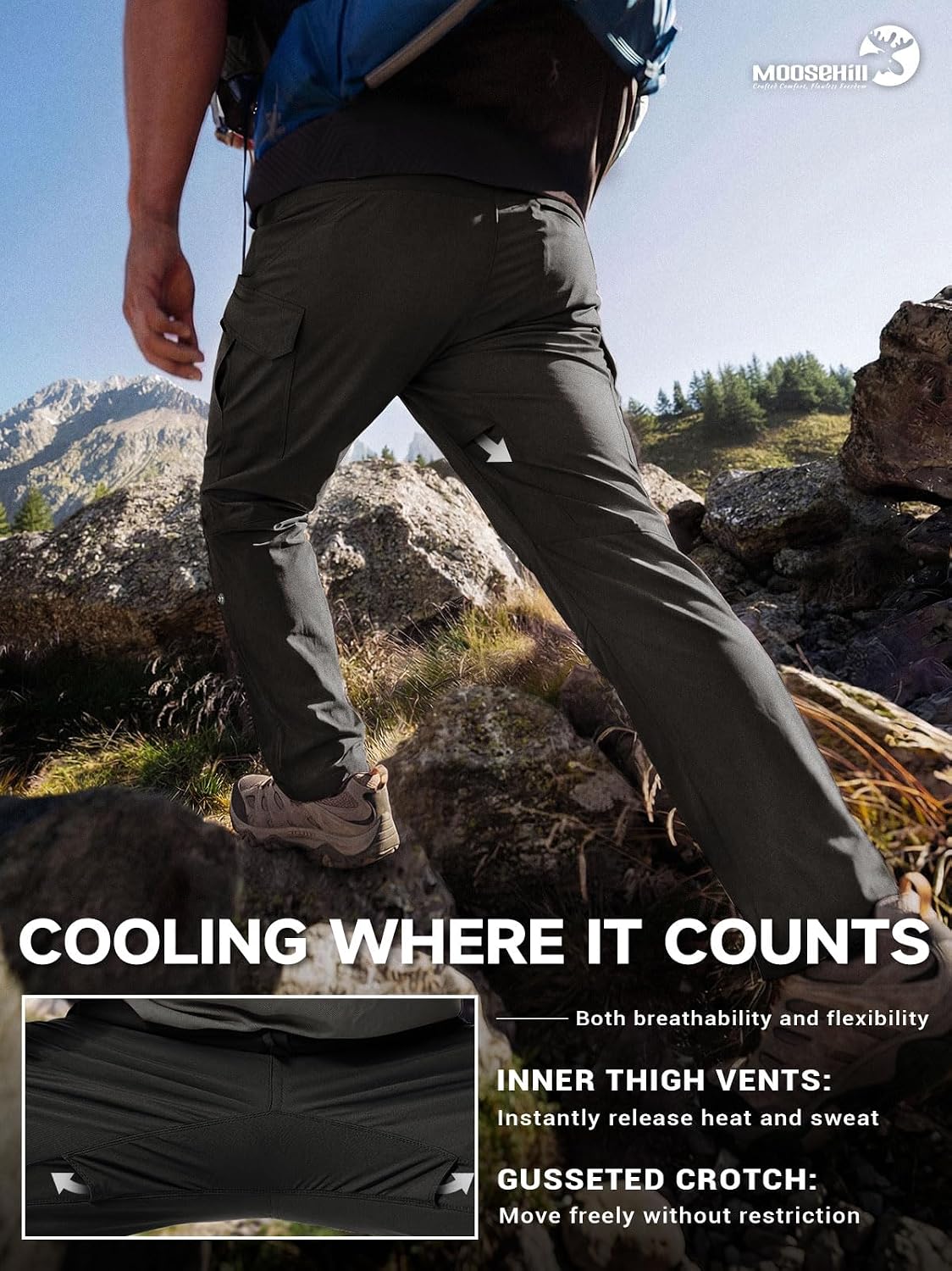 Moosehill Men's Hiking Pants: Lightweight & Stretch