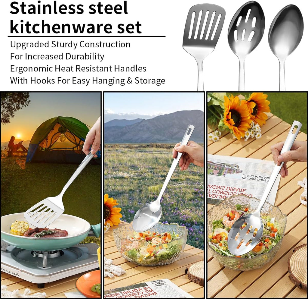 Berglander Camping Essentials, Camping Cooking Utensils Set, Camping Accessories Gear Must Haves, Come with Camping Silverware Sets, Plates and Cups, Great for Outdoor Stove, Picnic, BBQ