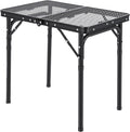Foldable Grill Table Camping Table with Mesh Top Portable Aluminum Adjustable Height