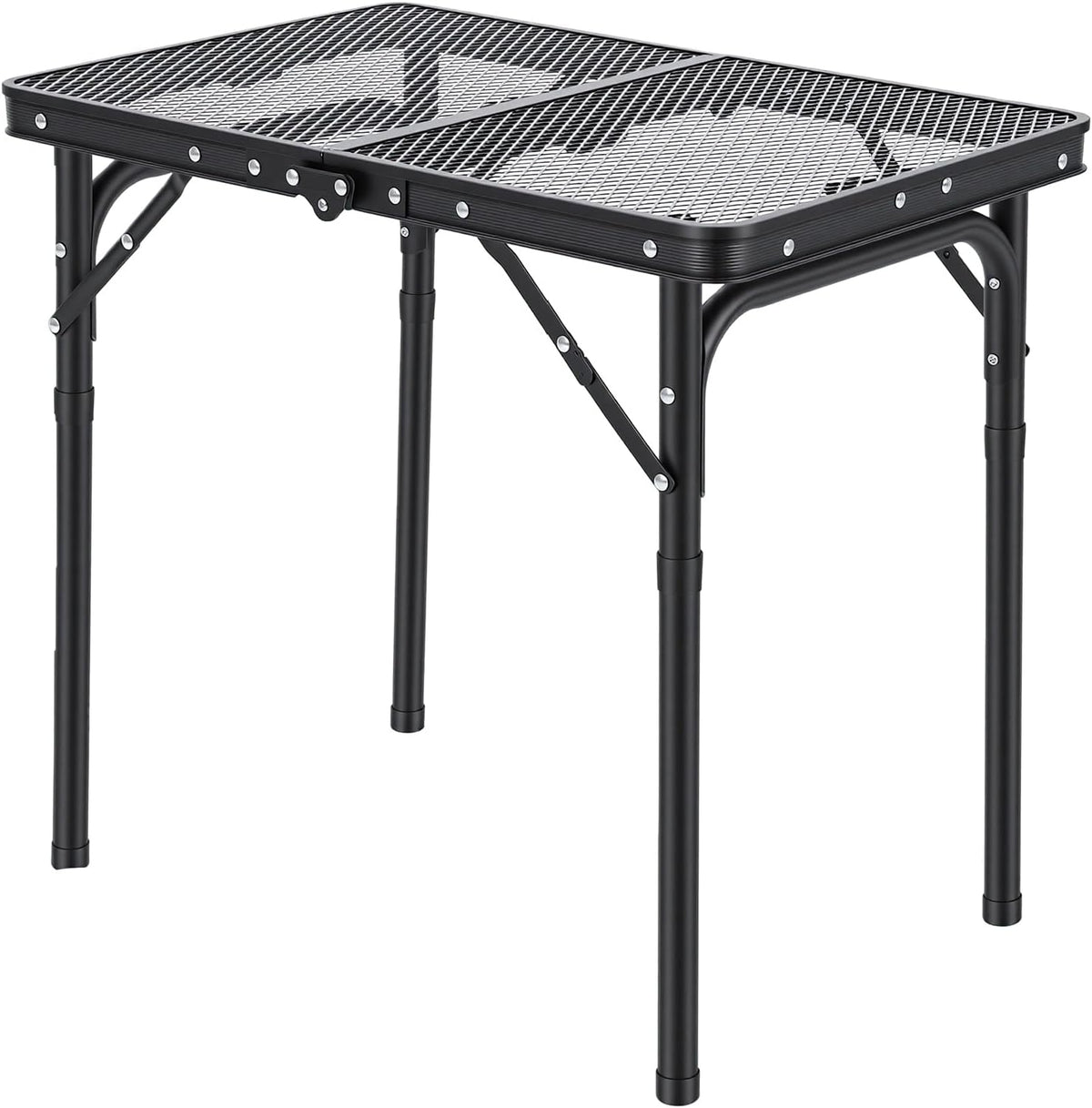 Foldable Grill Table Camping Table with Mesh Top Portable Aluminum Adjustable Height
