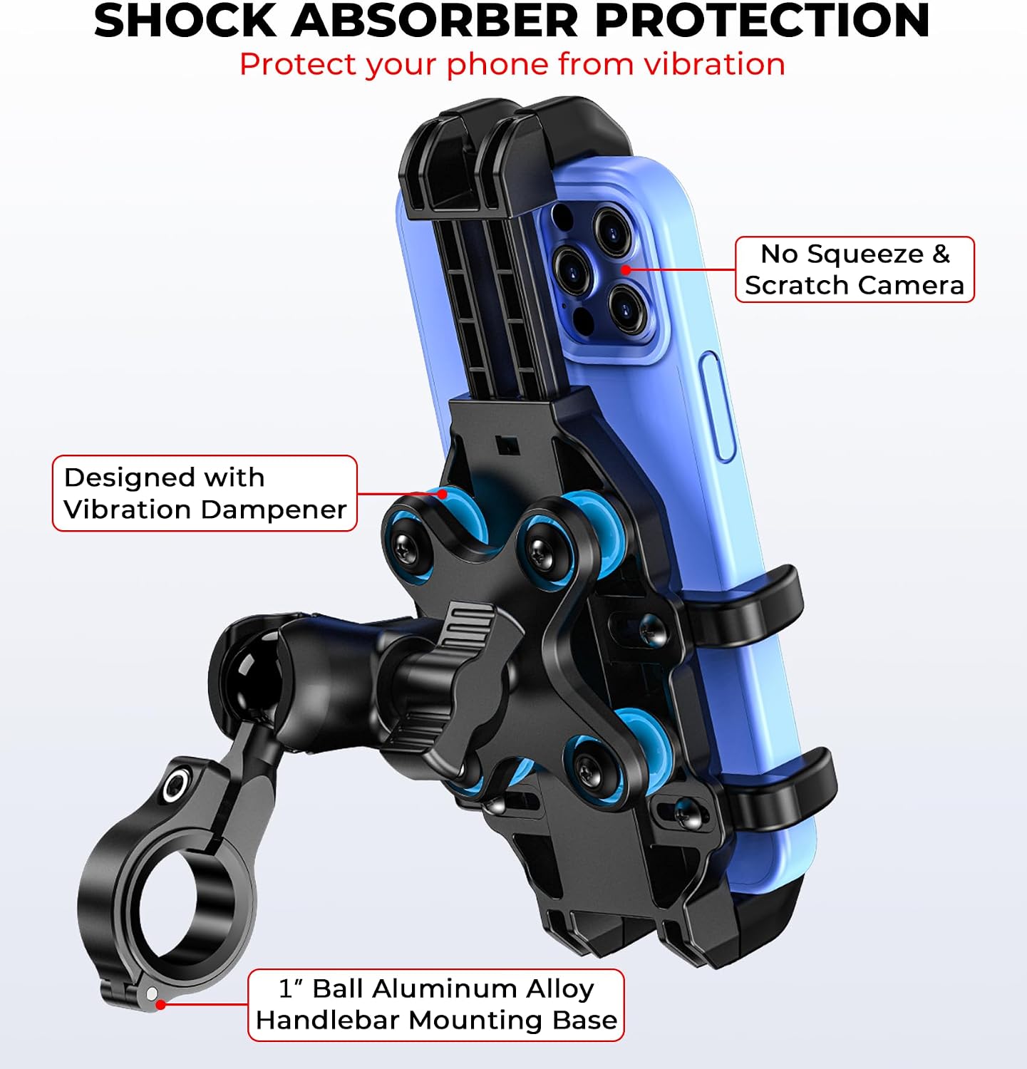 VAZESWIN Motorcycle Phone Mount Holder with Vibration Dampener