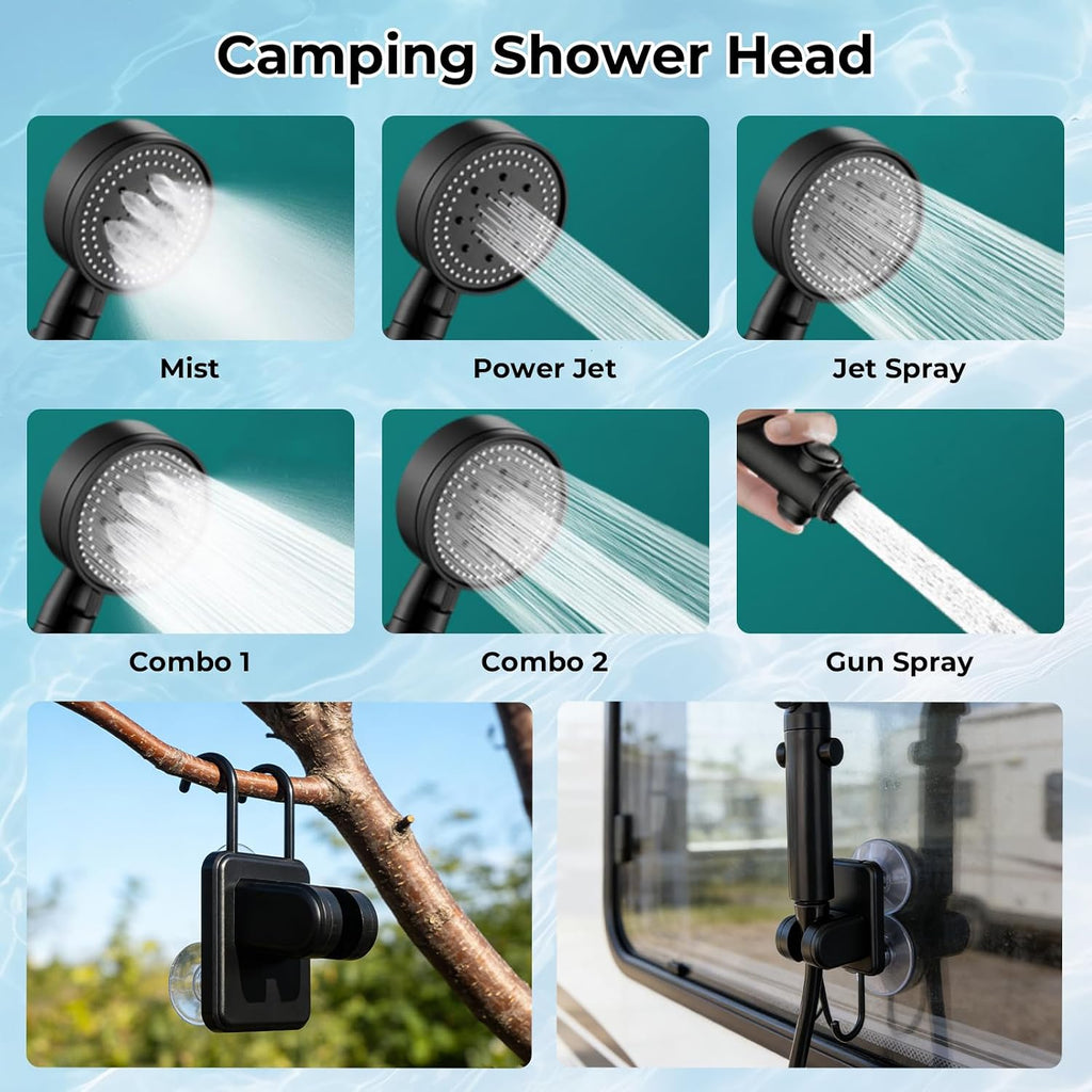 Portable Camping Shower Kit Upgraded Pop Up Privacy Tent with 1500W Heater