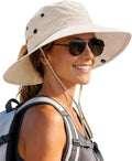FURTALK Sun Hats for Women Wide Brim Bucket Hat Ponytail Hole Outdoor UPF