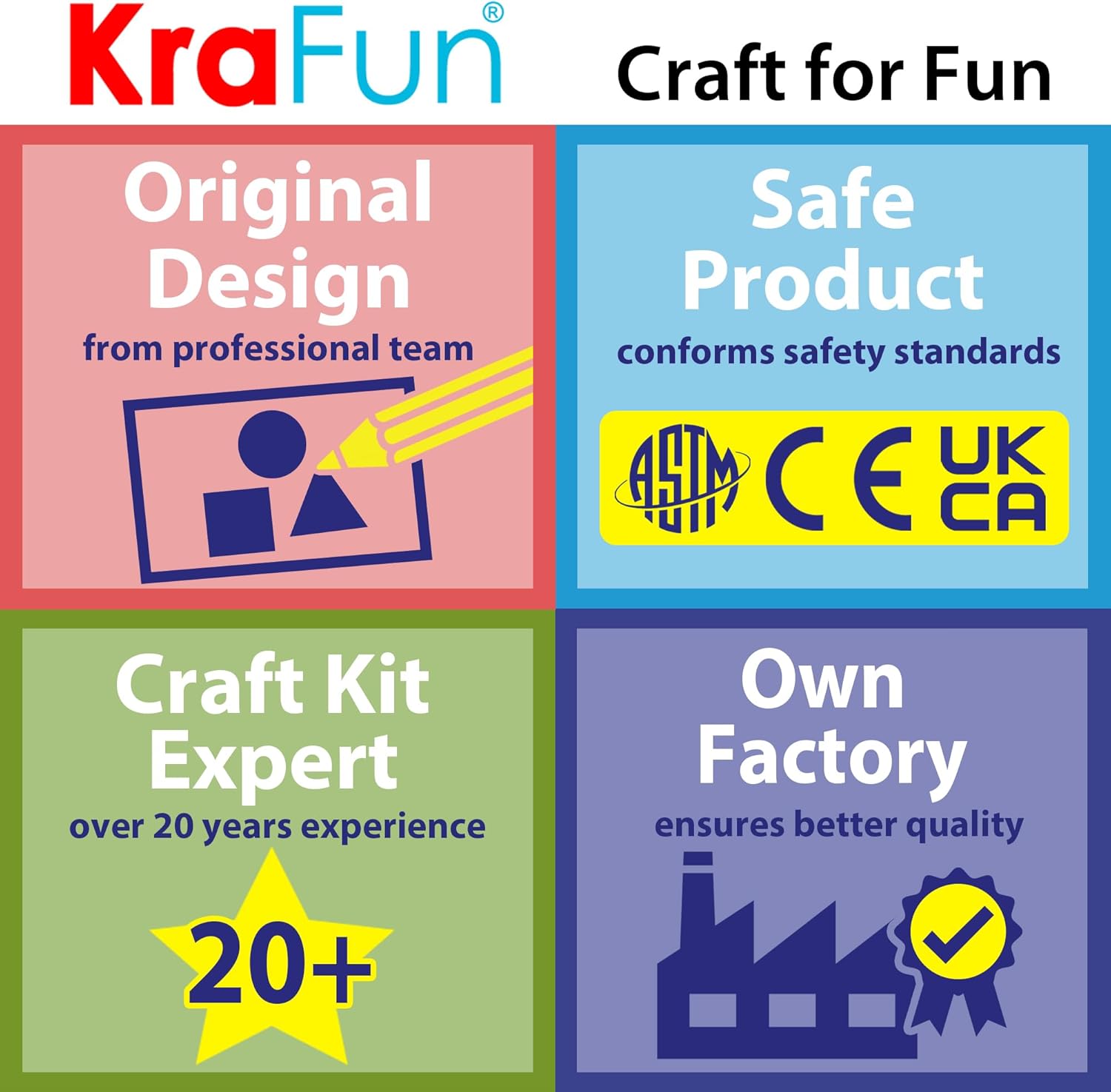KRAFUN My First Embroidery Kit for Kids & Teens Age 8+ | 8 Projects