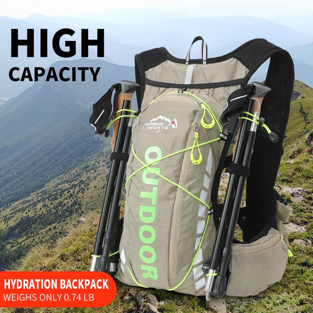 Hydration Pack Backpack, IX INOXTO Running Hydration Vest with 1.5L ( 50 oz) Water Bladder for Men Women, Lightweight Water Backpack for Hiking Cycling Climbing Camping
