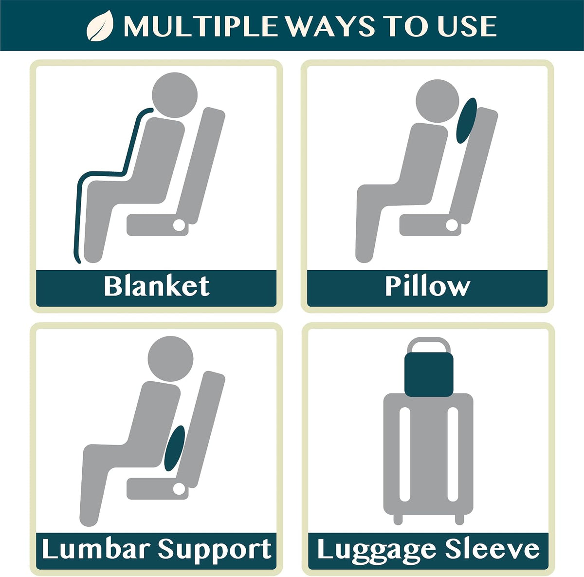 PAVILIA Travel Blanket Pillow, Soft Ribbed Fleece Airplane Blanket, Blue