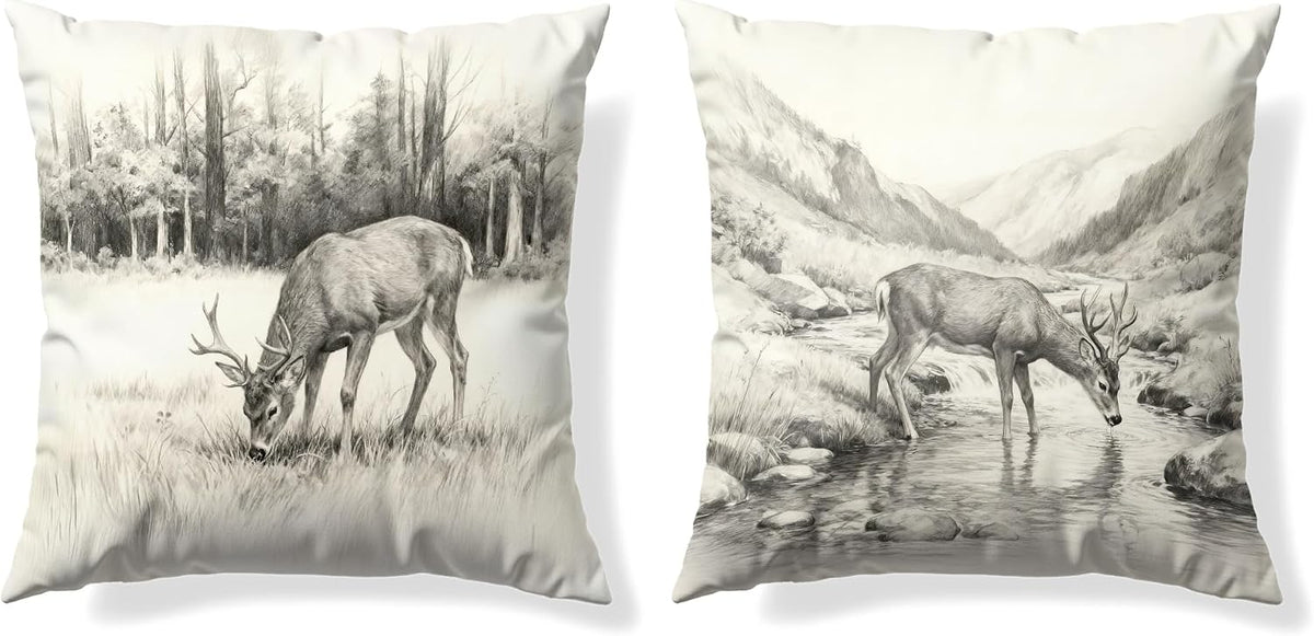Vintage Camping Forest Throw Pillow Covers 18x18 Set of 2,Camper Gifts for Women Men,Camping Decor Decorations,Vintage Outdoor Adventure Southern Girl Camper Decor Decorations,RV Pillowcase
