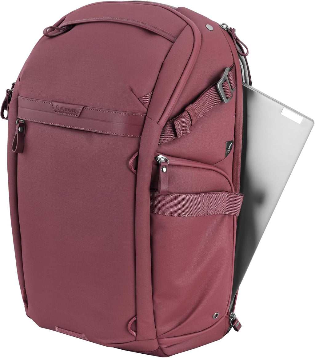 VANGUARD VEO Metro B25L Camera & Everyday Backpack (Magenta) – Fits 70–200mm Attached, 16" Laptop Storage, Convertible Daypack Design, Carry-On Ready