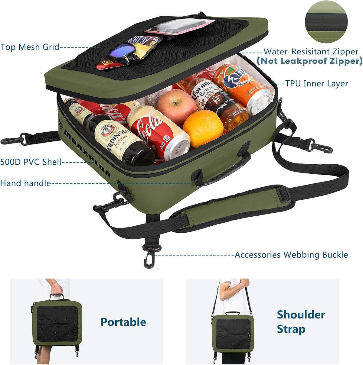 MORXPLOR Waterproof PVC Paddleboard Cooler Deck Bag - 12 Can Soft Insulated Cooler for Paddleboarding, Camping, Kayaking