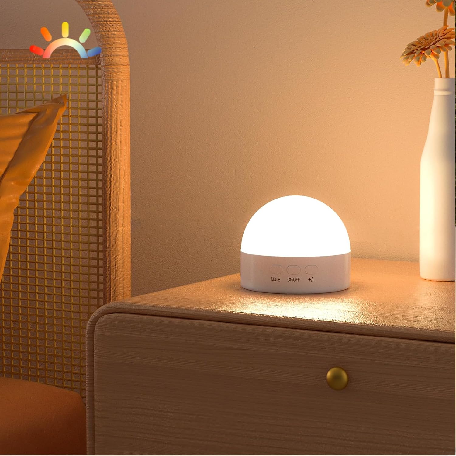 Kintion Portable Night Light, Rechargeable Dimmable 8 Color Lighting (1pcs)