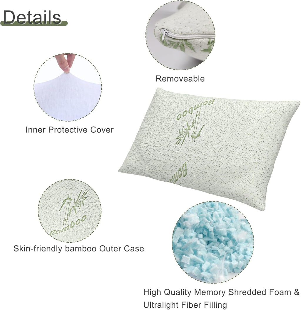Camping Pillow for Sleeping,Shredded Memory Foam Travel Pillow
