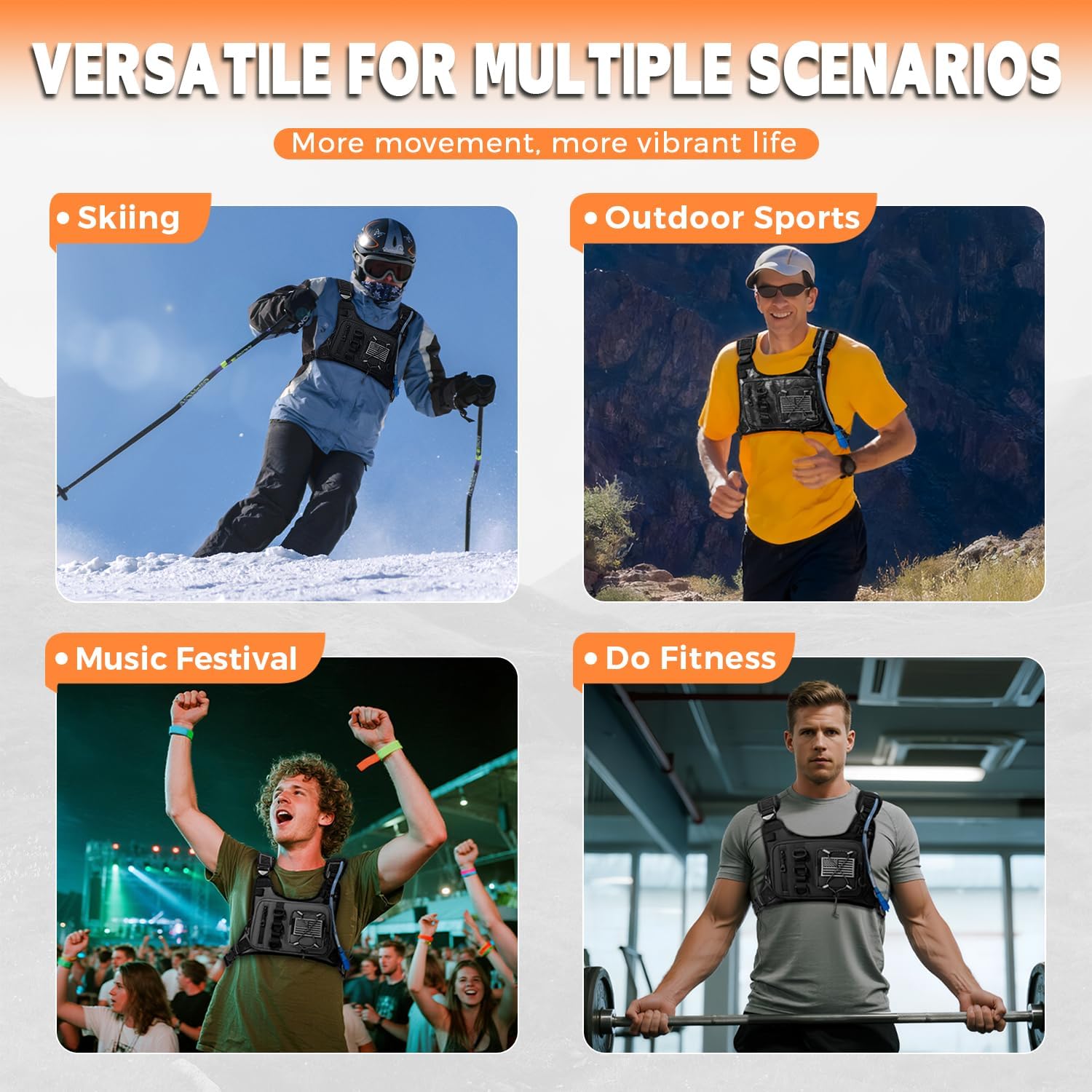 Outdoor Hydration Vest for Running & Hiking, Lightweight Breathable Water Backpack with 2.0L Bladder, Bounce-Free Chest Pack for Marathon, Cycling, Trekking for Men and Women