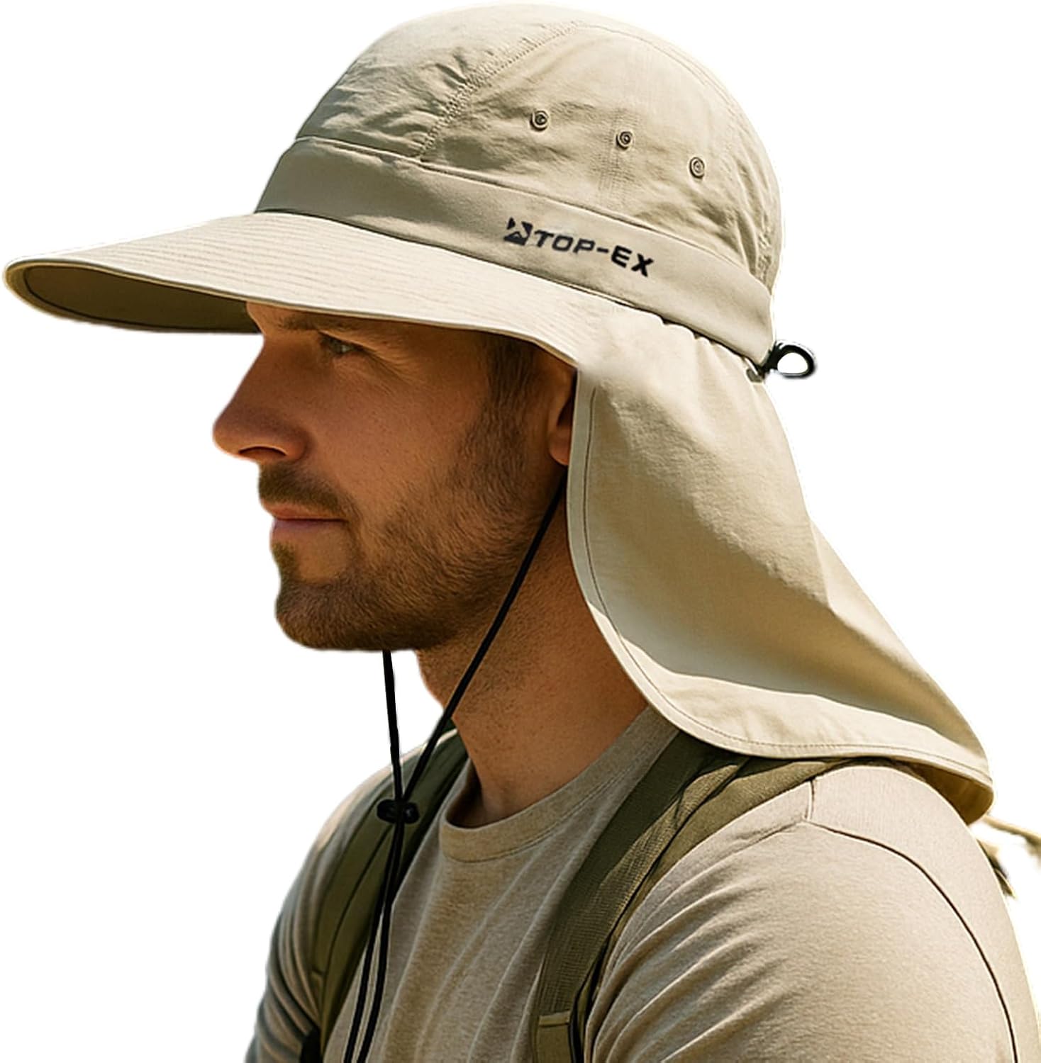 TOP-EX UPF 50+ Cooling Wide Brim Sun Hat for Men with Neck Flap, Packable