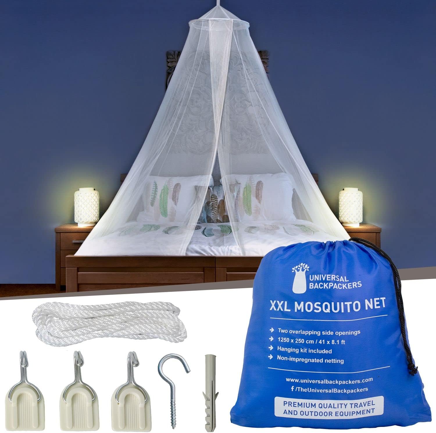 Black Mosquito Net for Queen & King-Size Beds - Fully Enclosed Bed Canopy