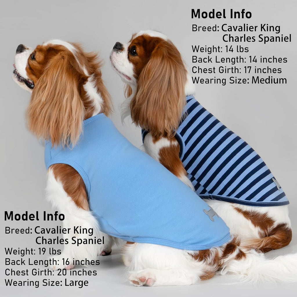 KYEESE 2Pack Cotton Dog Shirt for Small Dogs Soft Striped Tank Top