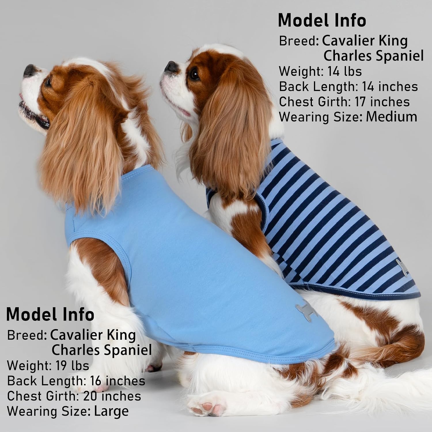 KYEESE 2Pack Cotton Dog Shirt for Small Dogs Soft Striped Tank Top
