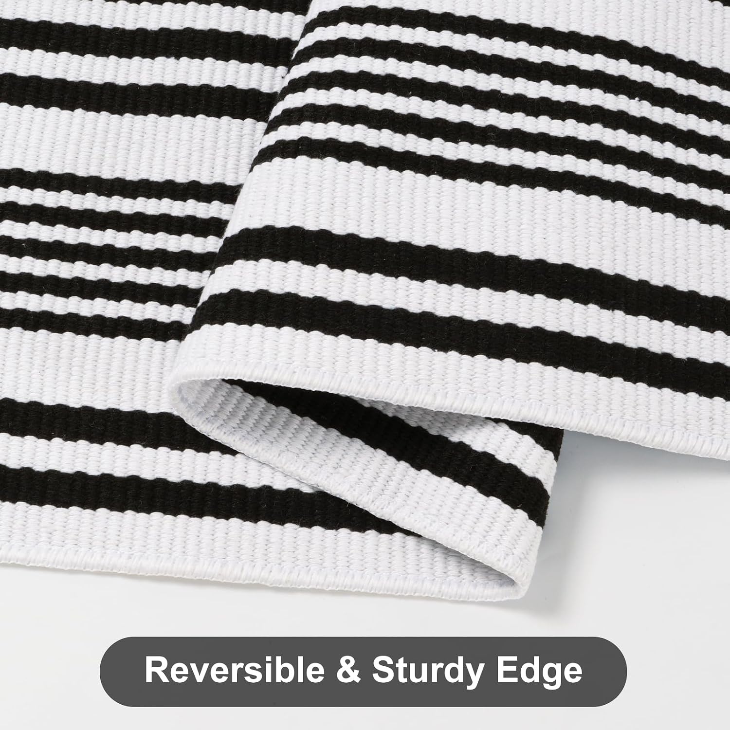 Fall Front Door Mat 2'x4.3', Cotton Washable Striped Outdoor Rug