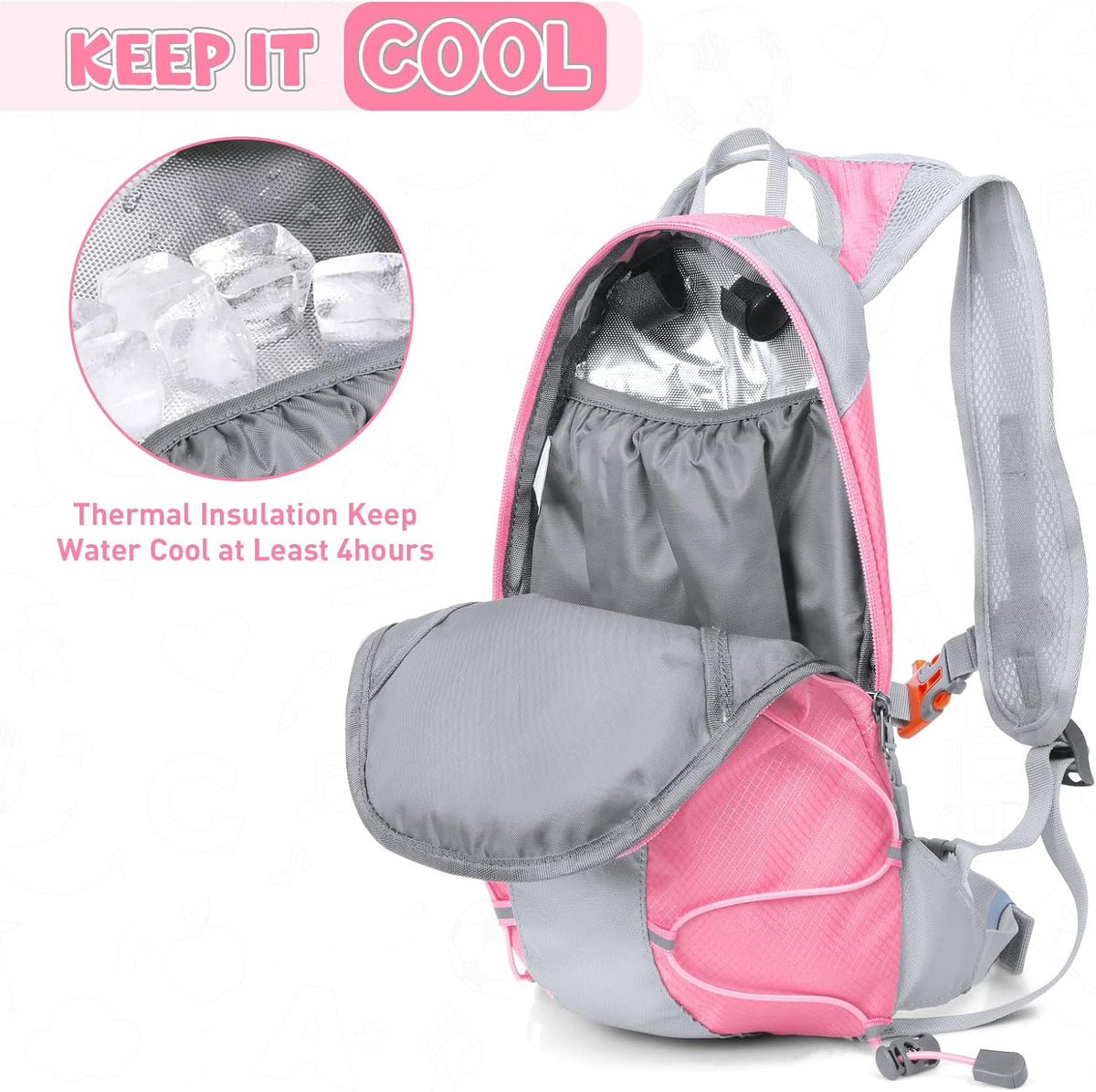 Hydration Pack for Kids Hydration Backpack with 1.5L Hydration Bladder Lightweight Insulated Water Pack for Hiking Biking Climbing Running
