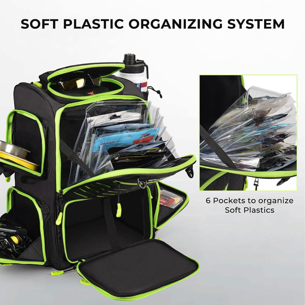KastKing Bait Boss Fishing Backpack with Rod Holders, 4 Tackle Boxes