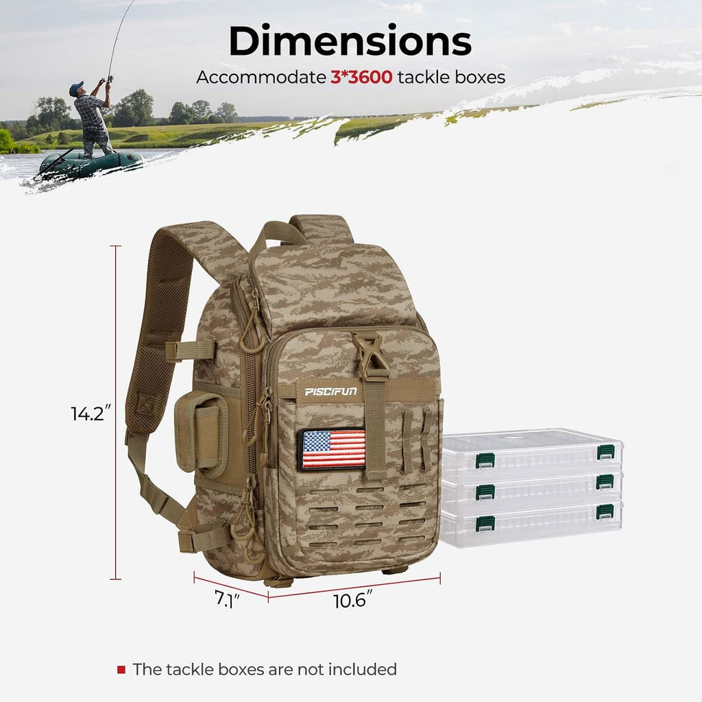 Piscifun Fishing Tackle Backpack, Rod & Gear Holder, Water-Resistant