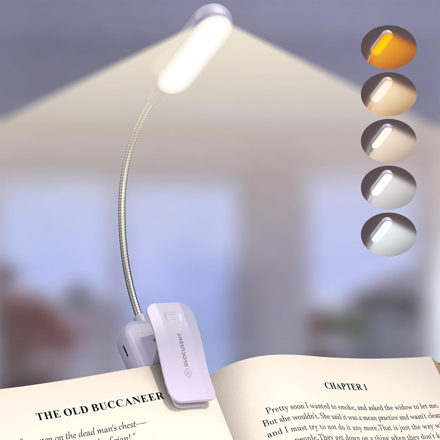 Glocusent 20 LED Reading Lights for Books in Bed, Eye Caring Reading Light