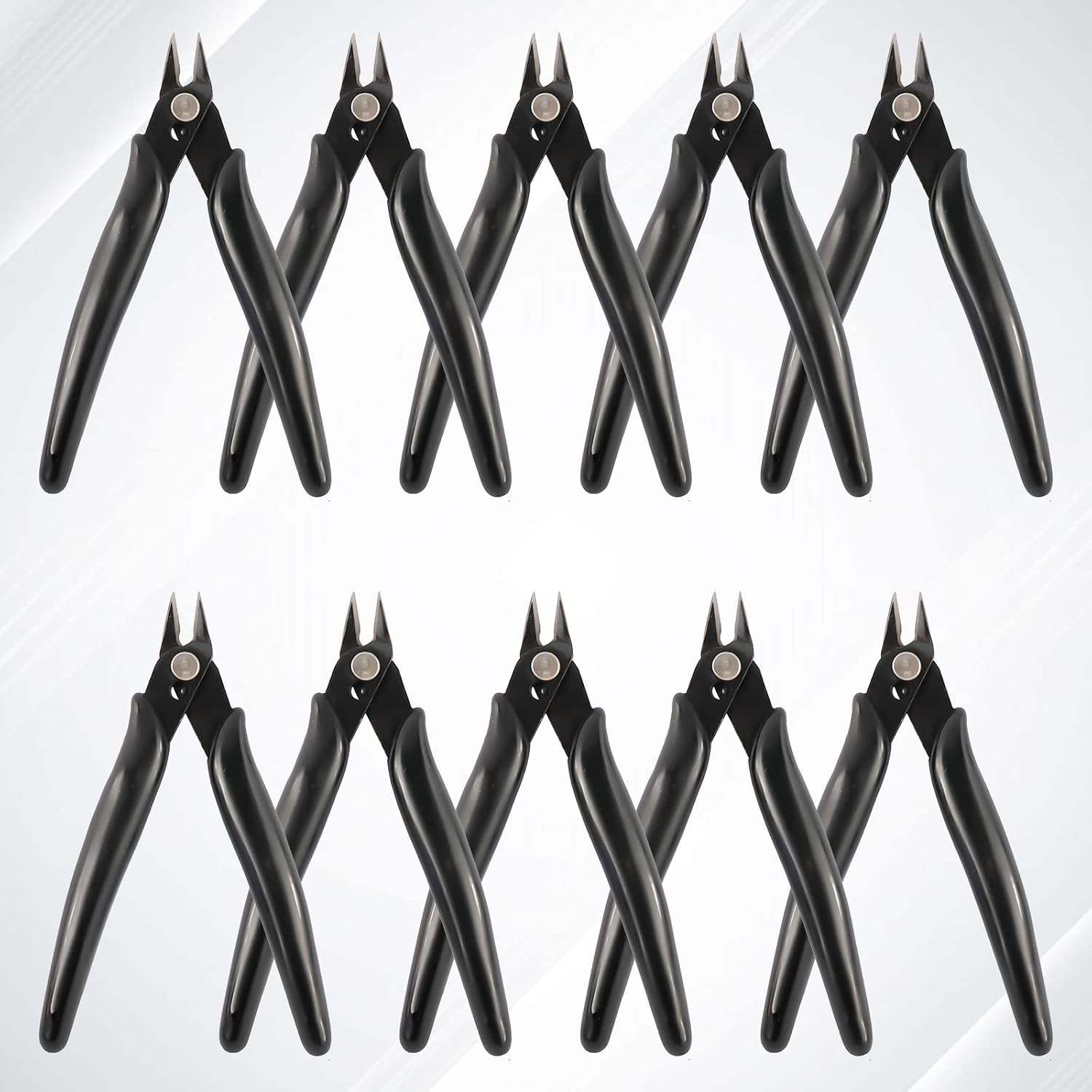 YaeCCC 10 Pack Wire Cutters Black Diagonal Cutting Pliers for Electronic, Model, Jewelry Making, 170 Flush Cutter 5 inch