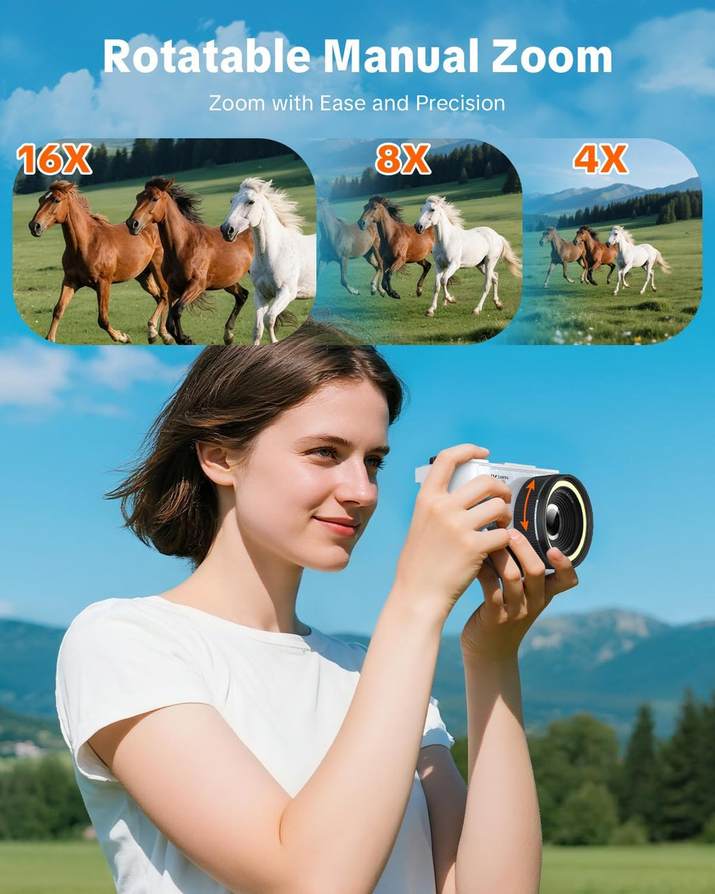 W & O 4K Digital Camera for Photography,Flip Screen Digital Camera for Kids