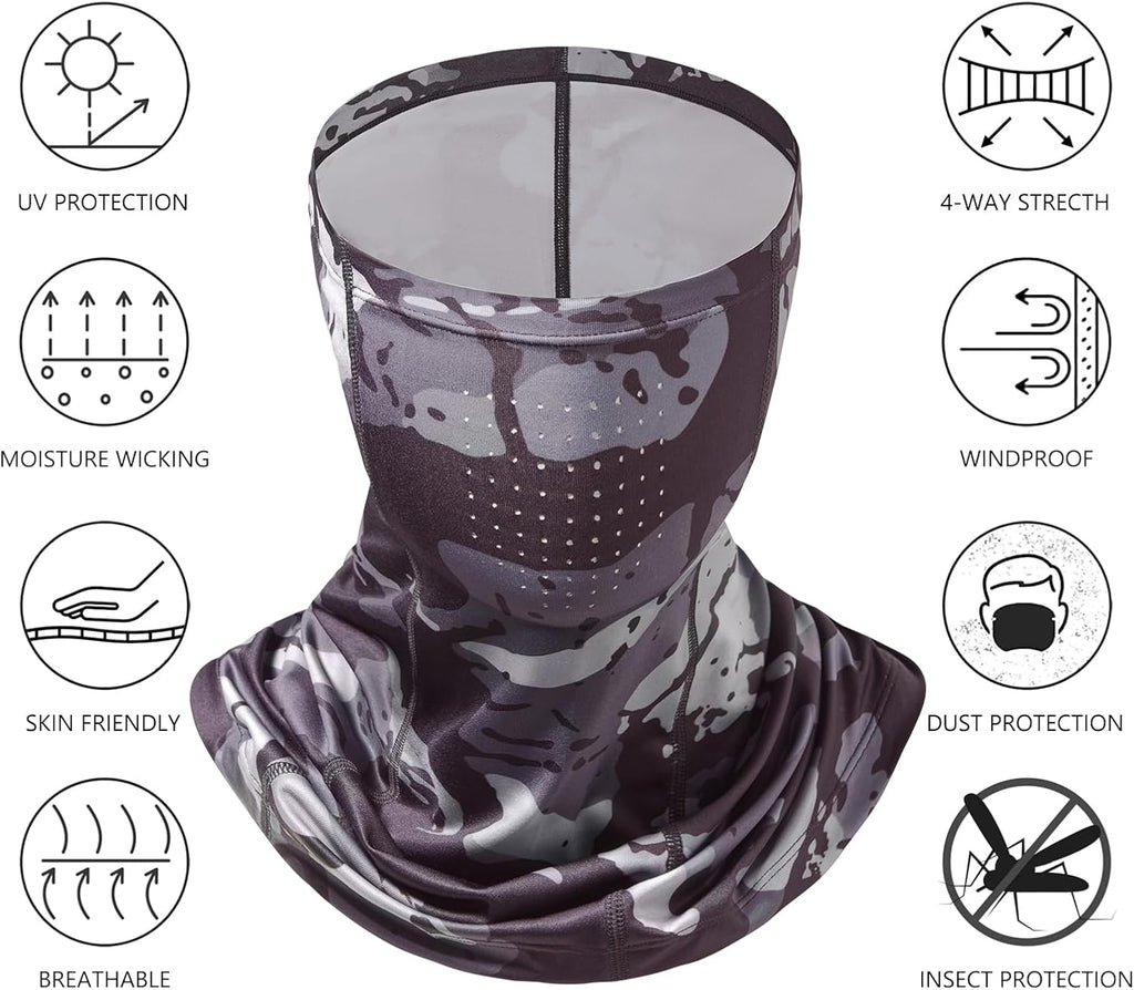 BASSDASH UPF 50+ Breathable Neck Gaiter, Quick Dry Face Mask for Men Women